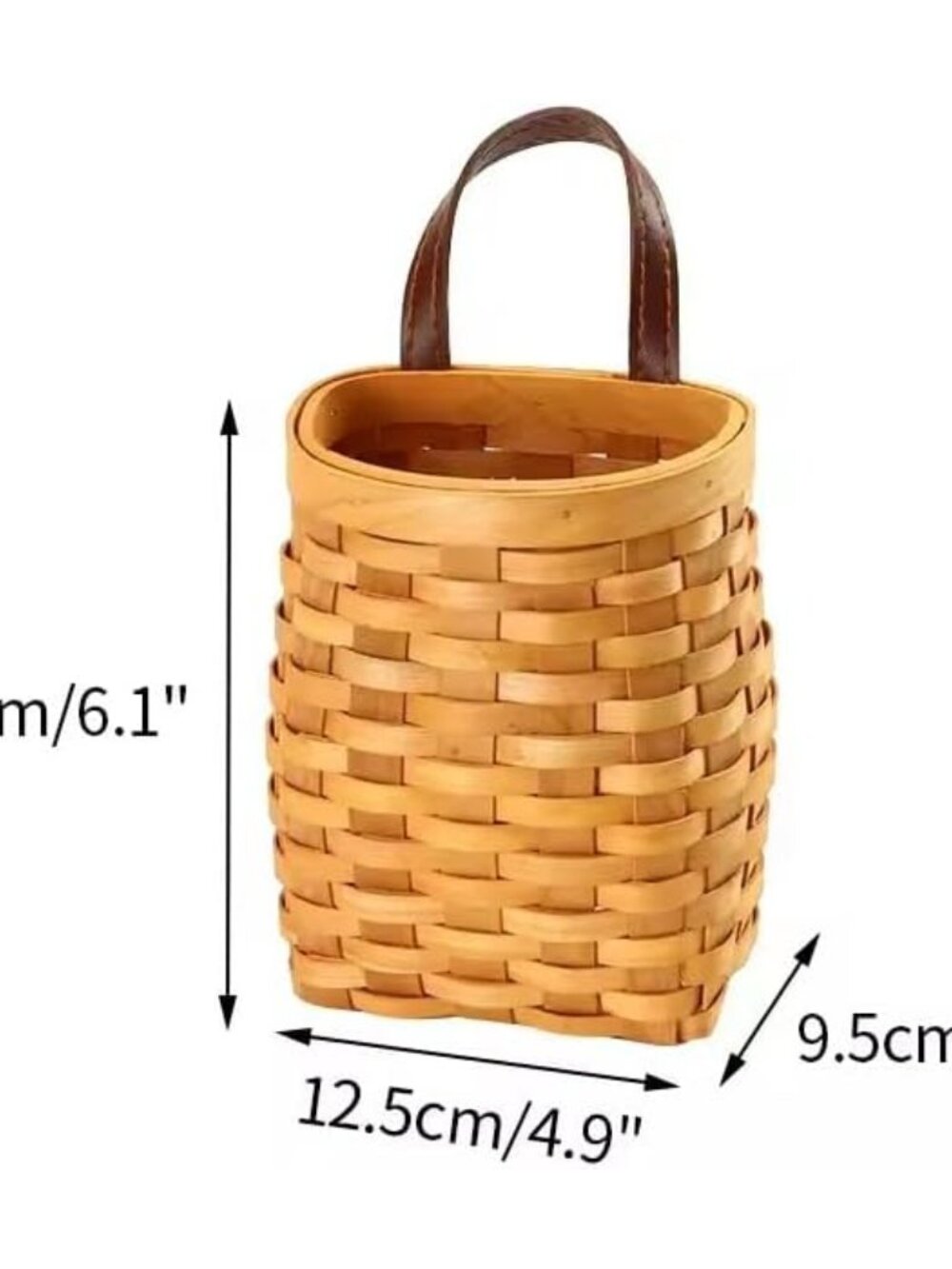 hanging wicker basket Hand-Woven Wood Storage Basket Portable Wall Hanging Flowe - Picture 2 of 6
